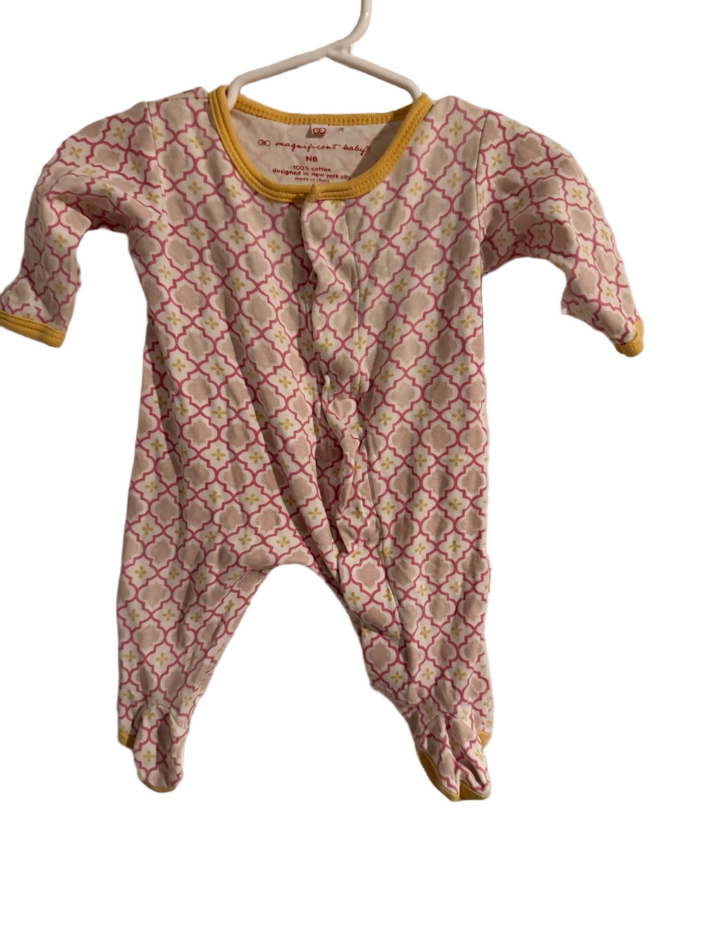 Magnificent Baby Newborn Footie – Pink & Gold Moroccan Print